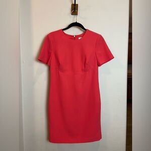 Trina Turk Deep Orange Sheath Mini Dress Short Sleeve Crew Neck
